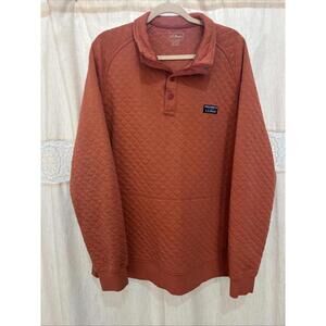 LL Bean Quilted Pullover Sweatshirt 1/4 Snap Mens XL-tallOrange Traditional Fit